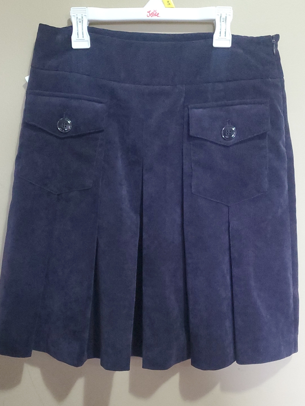 Chelsea & Theodore Pleated Navy Corduroy Skirt Size 6
